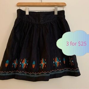 Embroidered Navy Skirt with Colorful Accents